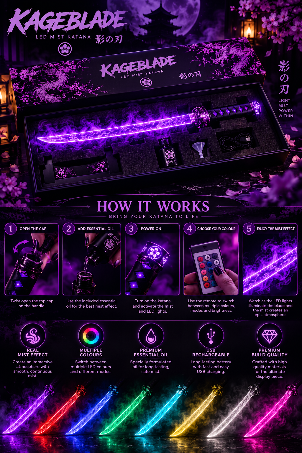 KAGEBLADE™ LED Mist Katana